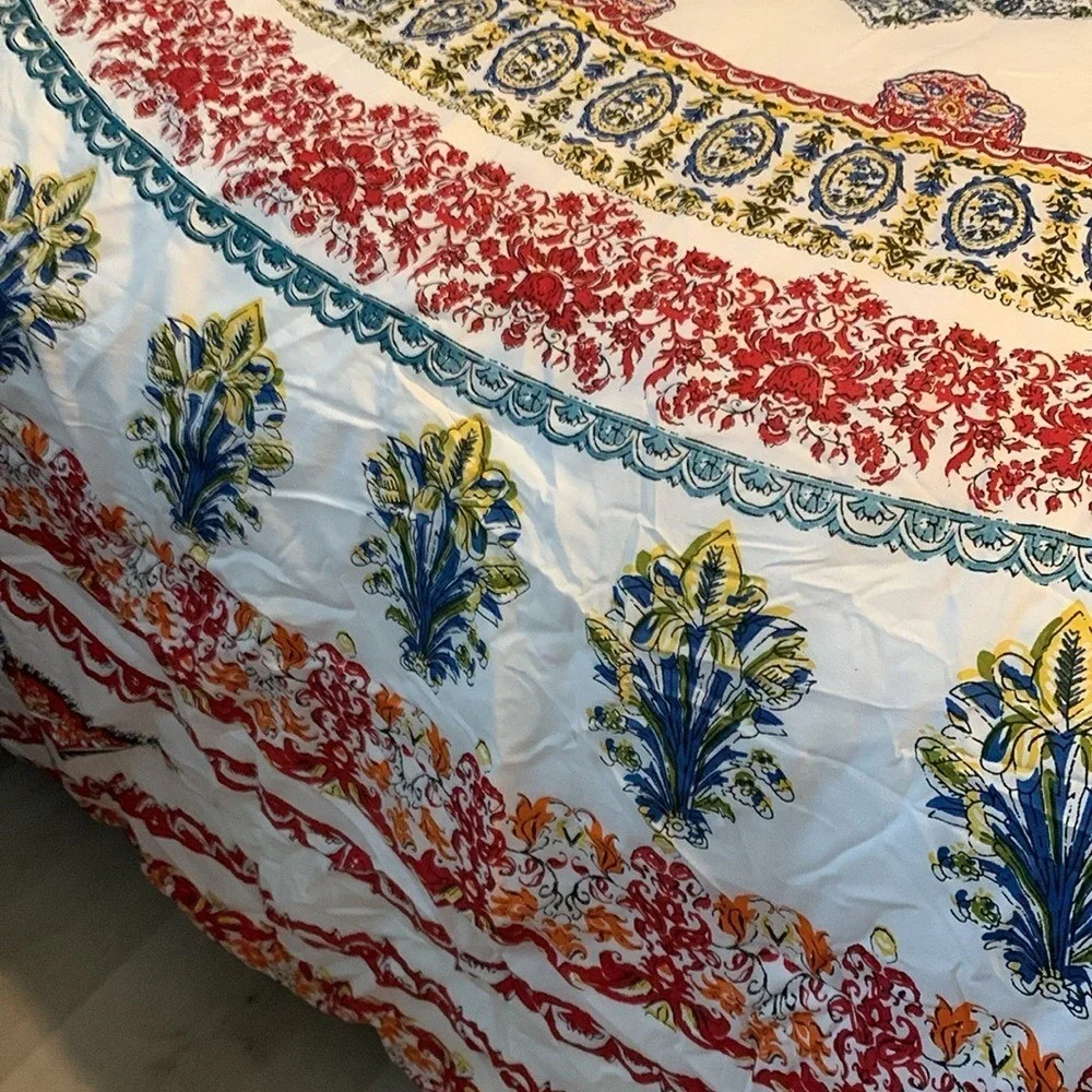 D Studio king  Bedding comforter medallion floral white bohemian cotton‎